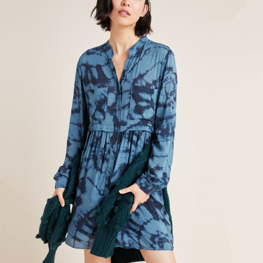Anthropologie Cloth & Stone Tara Tie-Dyed Shirtdress